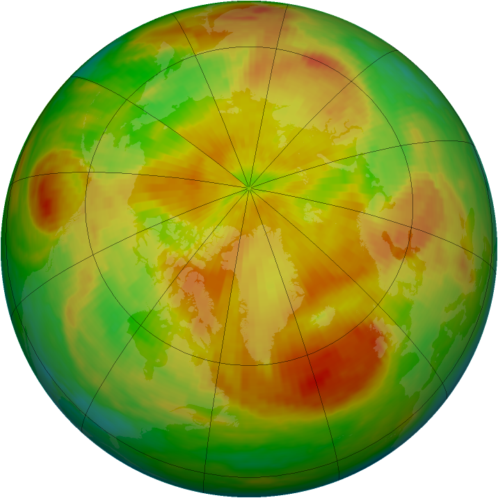 Arctic ozone map for 24 April 1992